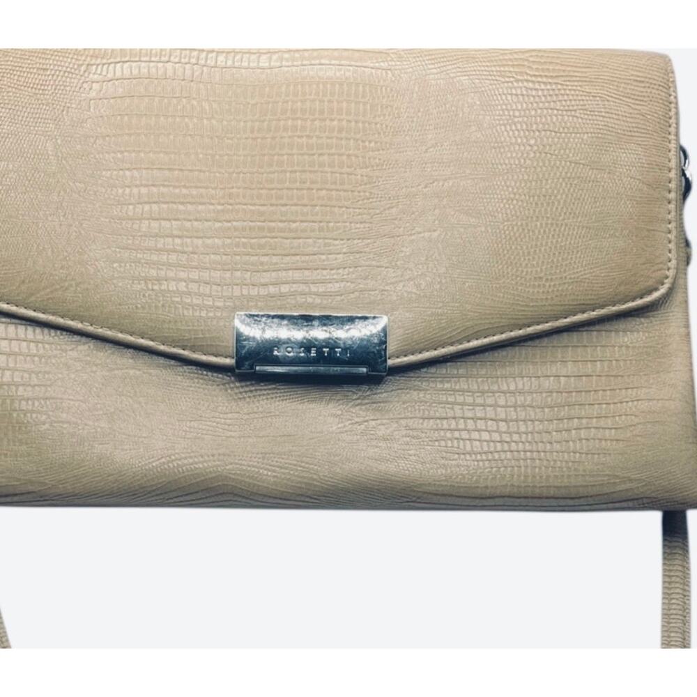 Rossetti Faux Leather Croc Embossed Beige Shoulder Bag 10” L x 6.25” T x 1.5” W